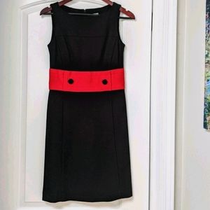 ANN TAYLOR Sleeveless Black Dress with Red Accent